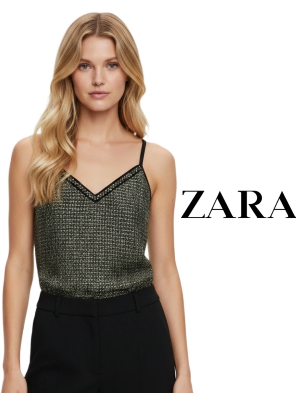 NWOT ZARA Confetti Tweed Sequin Cami